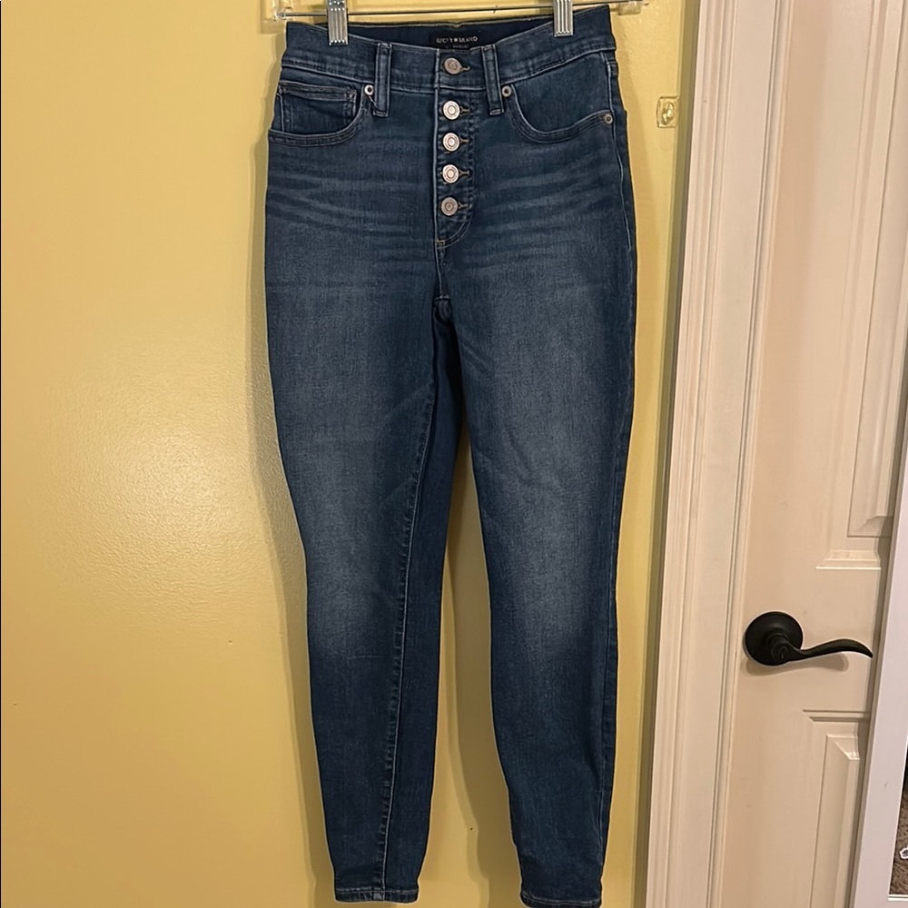 High-Waisted Button-Fly Blue Jeans